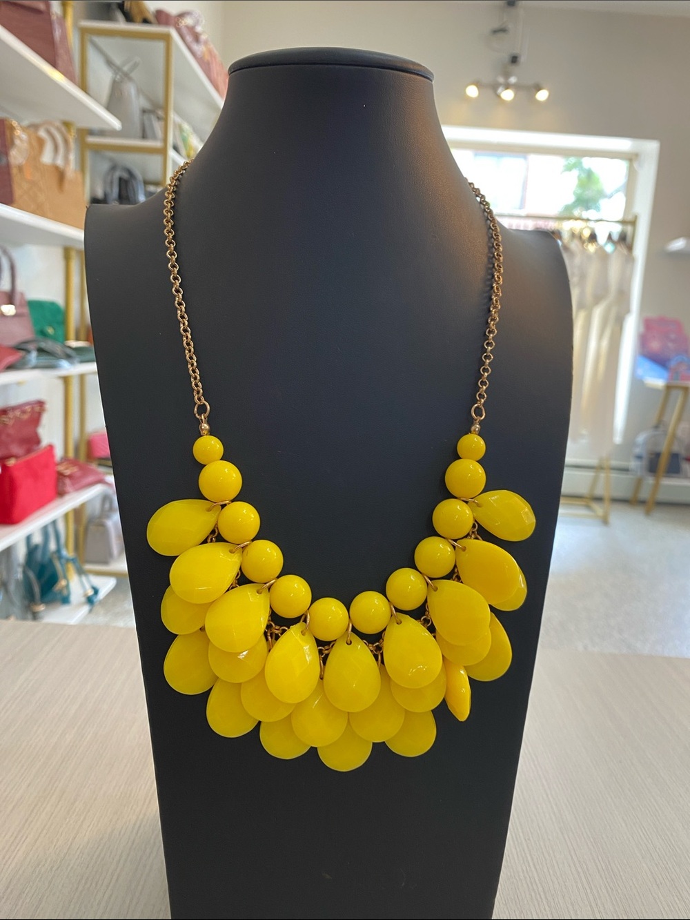 Bright Yellow Teardrop Bib Necklace - Women Jewelry